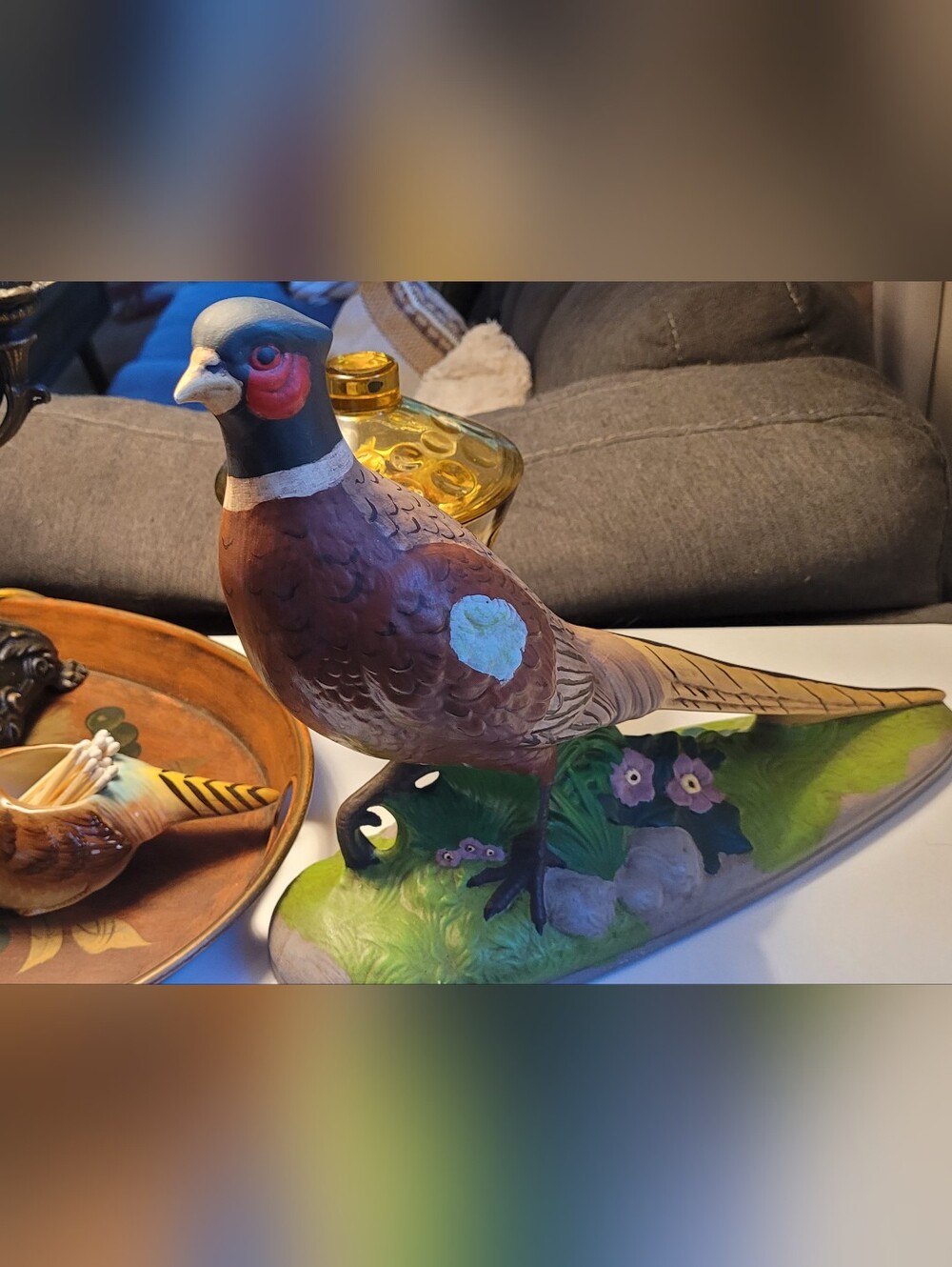 Vintage Ceramic Statue Of A Pheasant, Holland Mold.